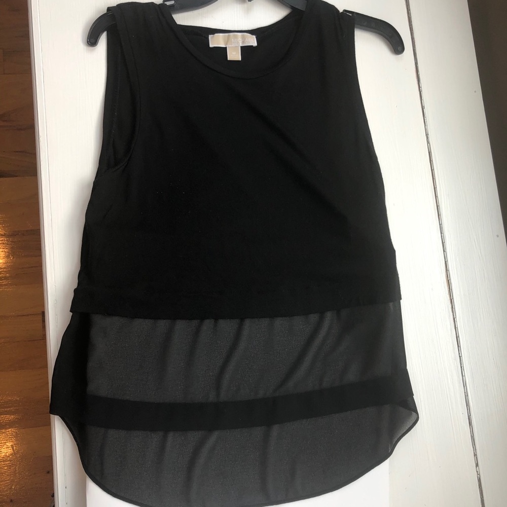Michael Kors black sleeveless blouse- sheer bottom